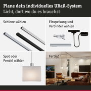 Modulares URail-Schienensystem mit Schienen, Einspeisung, Pendelleuchte und Wohnzimmerbeleuchtung