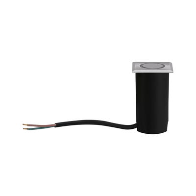 Small square stainless steel LED recessed spotlight with black cable for indoor lighting