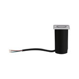 Small square stainless steel LED recessed spotlight with black cable for indoor lighting