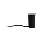 Small square stainless steel LED recessed spotlight with black cable for indoor lighting