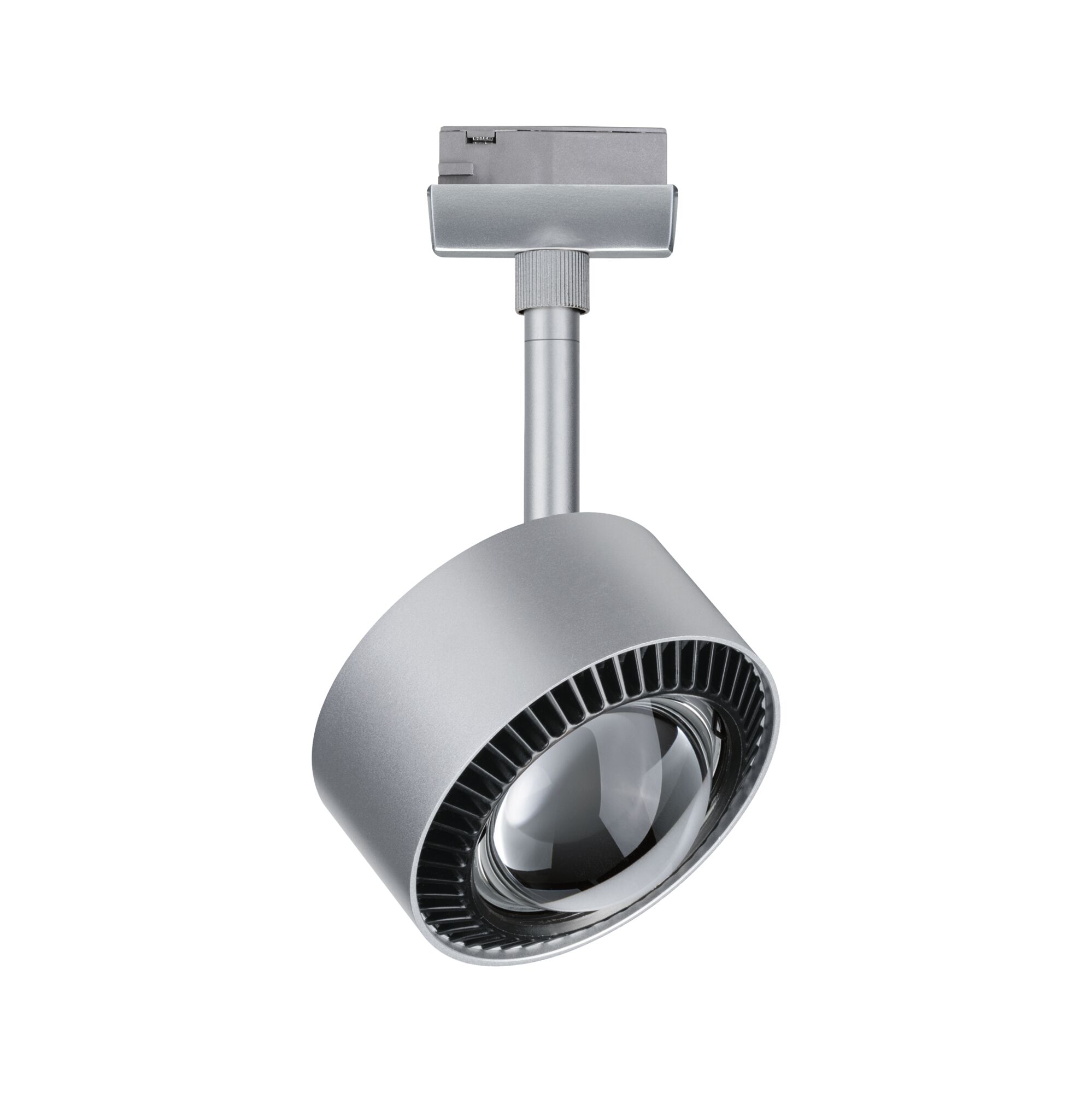 Moderner silberner LED-Spot aus Metall mit klarem Glas für flexible Deckenbeleuchtung