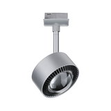 Moderner silberner LED-Spot aus Metall mit klarem Glas für flexible Deckenbeleuchtung