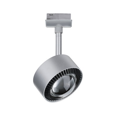 Moderner silberner LED-Spot aus Metall mit klarem Glas für flexible Deckenbeleuchtung