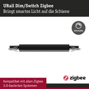 Schwarzer URail Dim/Switch Zigbee Schienenadapter aus Metall, dimmbar, kompatibel mit Zigbee 3.0 Systemen