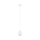 Weiße Pendelleuchte mit kugelförmigem Glas und langem Kabel für moderne Innenbeleuchtung