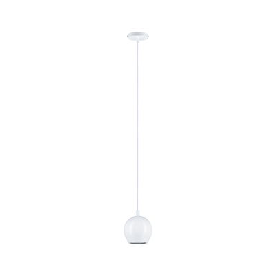 Weiße Pendelleuchte mit kugelförmigem Glas und langem Kabel für moderne Innenbeleuchtung