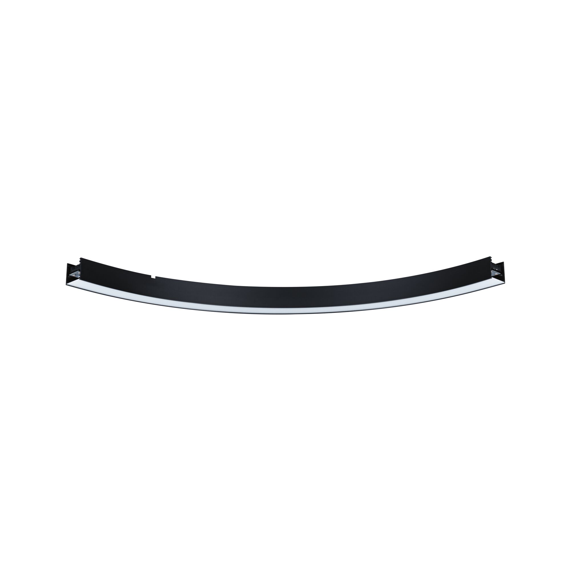Curved black LED ceiling light with white diffuser made of aluminum for modern room lighting