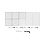 Set of white square LED panels with cables for modern lighting solutions and installations