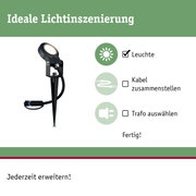 Schwarze LED-Gartenleuchte mit Erdspieß und Kabelanschluss für Außenbeleuchtung und Lichtgestaltung