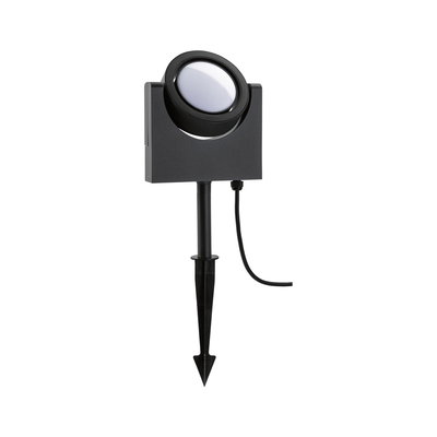 Zwarte LED-tuinschijnwerper met kunststof grondpen voor buitenverlichting en accentverlichting