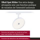 Spot LED URail Hildor blanc avec variation d’intensité lumineuse et éclairage sans éblouissement