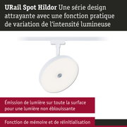 Spot URail Hildor blanc avec LED et variation d'intensité pour un éclairage sans éblouissement