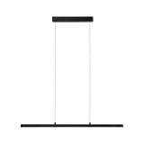 Black metal LED pendant light with slim design for modern interiors and energy-efficient lighting