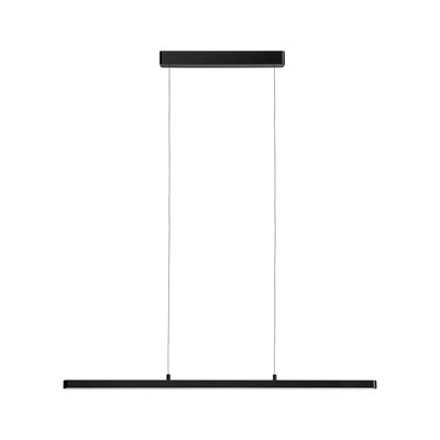 Black metal LED pendant light with slim design for modern interiors and energy-efficient lighting