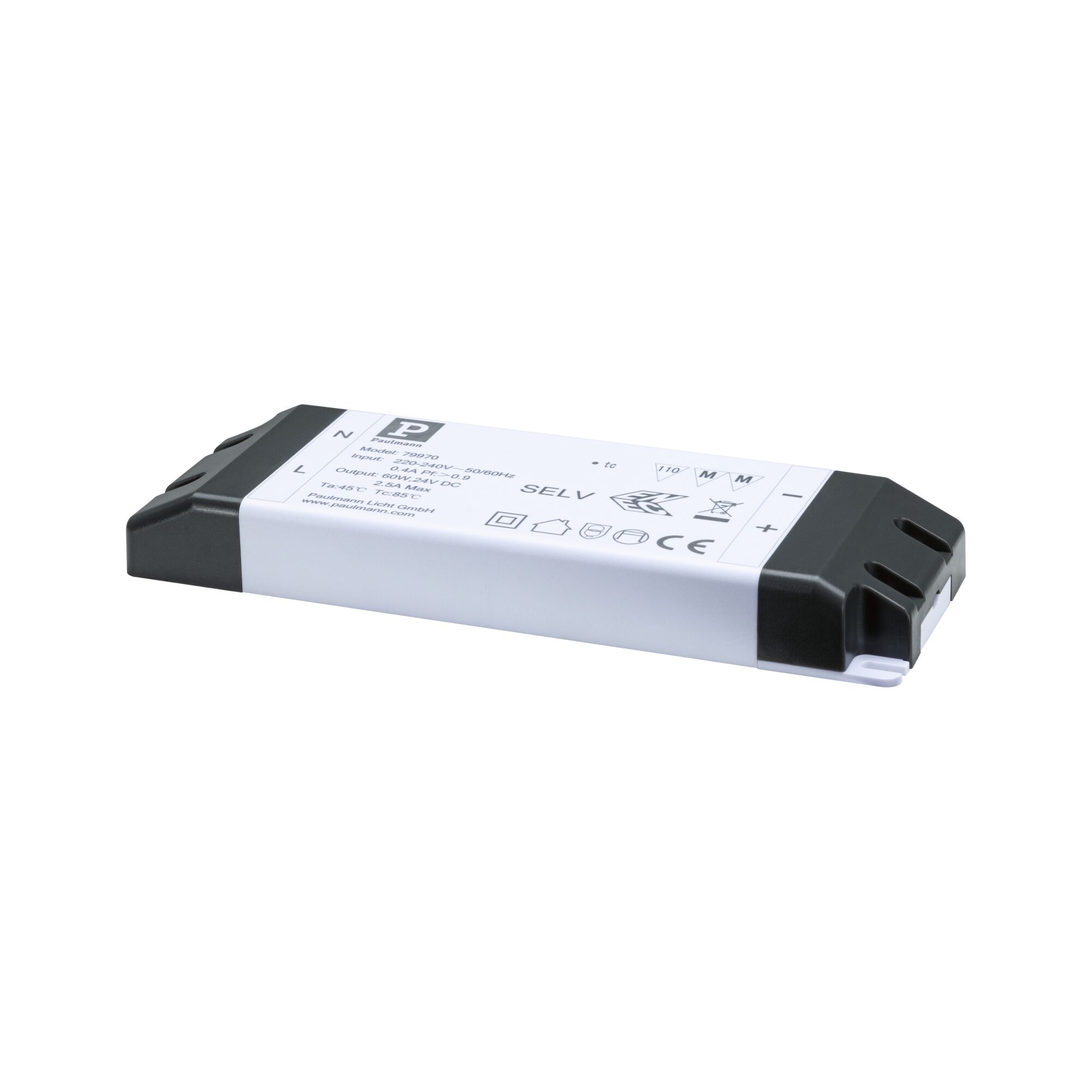 Pro Strip Power Supply Accessoires 230/24V 60VA Wit Witte LED-driver met zwarte behuizing, 60W vermogen voor LED-verlichtingssystemen