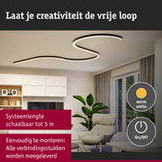 Zwarte gebogen LED-plafondlamp met warm wit licht voor moderne woonkamerverlichting