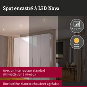 Spot encastré LED 3-Step-Dim Nova Kit de base orientable carré 84x84mm 50° GU10 3x6,5W 3x460lm 230V gradable 2700K Alu tourné