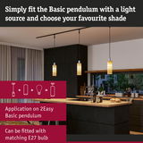 Modern kitchen with three hanging Basic Pendulum wooden shades fitted with E27 bulbs for ambient lighting