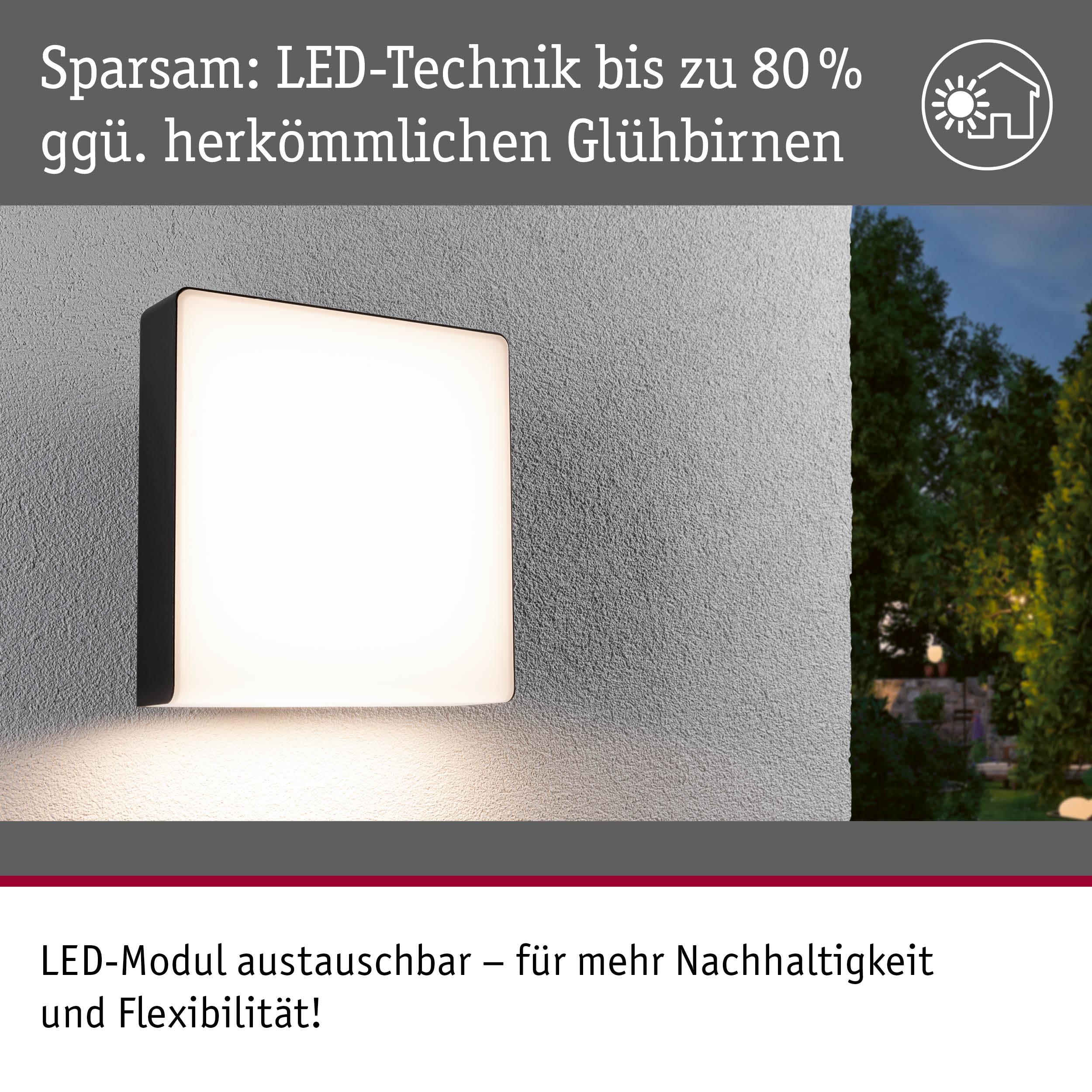 Quadratische LED-Außenwandleuchte in Weiß mit schwarzem Rahmen, energiesparende Gartenbeleuchtung