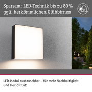 Modernes quadratisches LED-Wandlicht in Schwarz mit energiesparender Technik und austauschbarem Modul