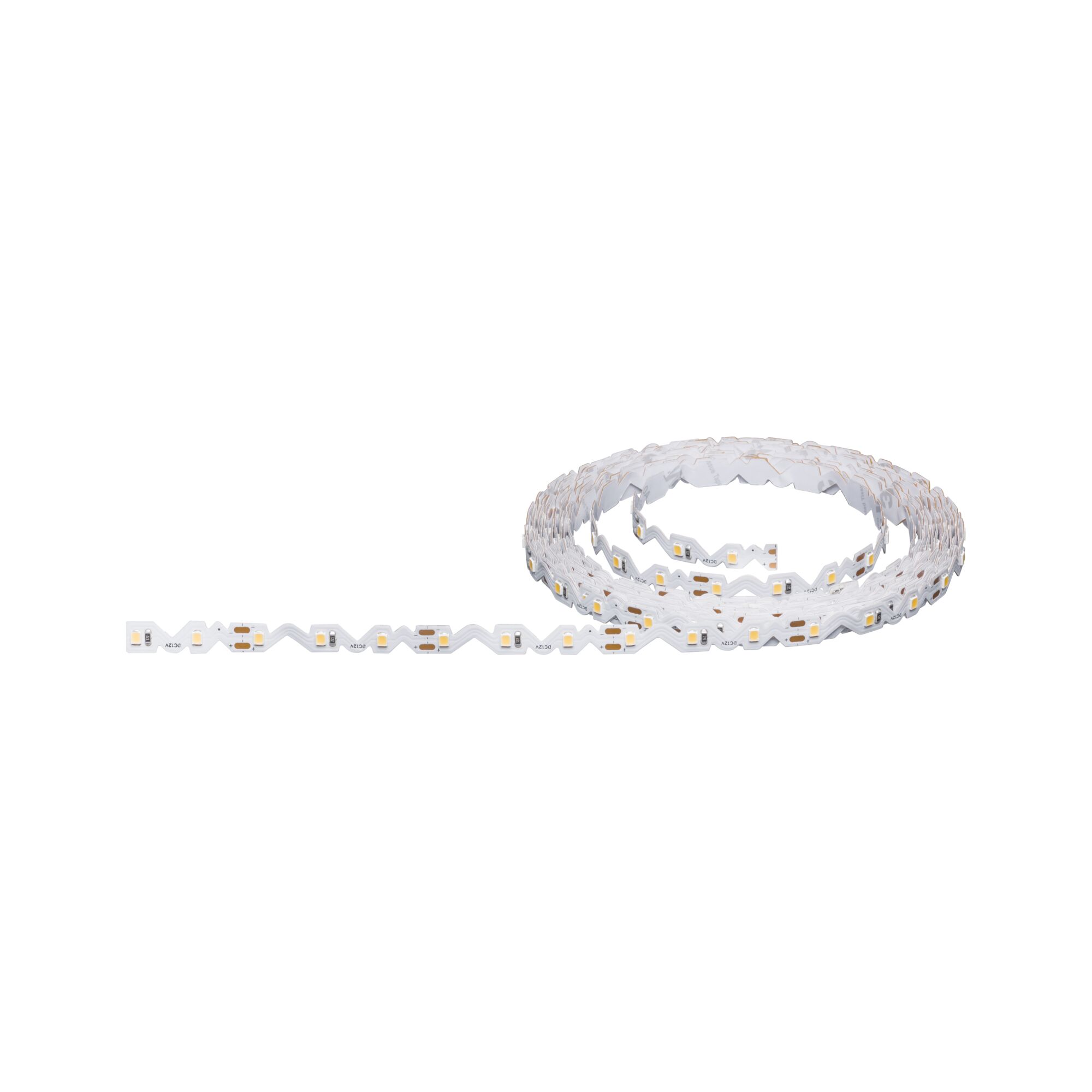 White LED strip light with flexible circuit board and yellow LED chips for modern lighting setups