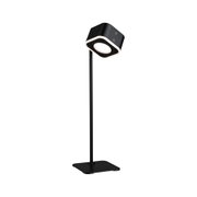 Modern black LED floor lamp with square light head and touch switch for living spaces