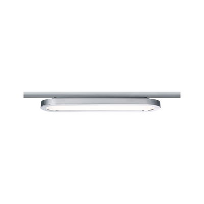 Schlanke LED-Deckenleuchte in Aluminium silber mit weißem Diffusor für moderne Raumbeleuchtung