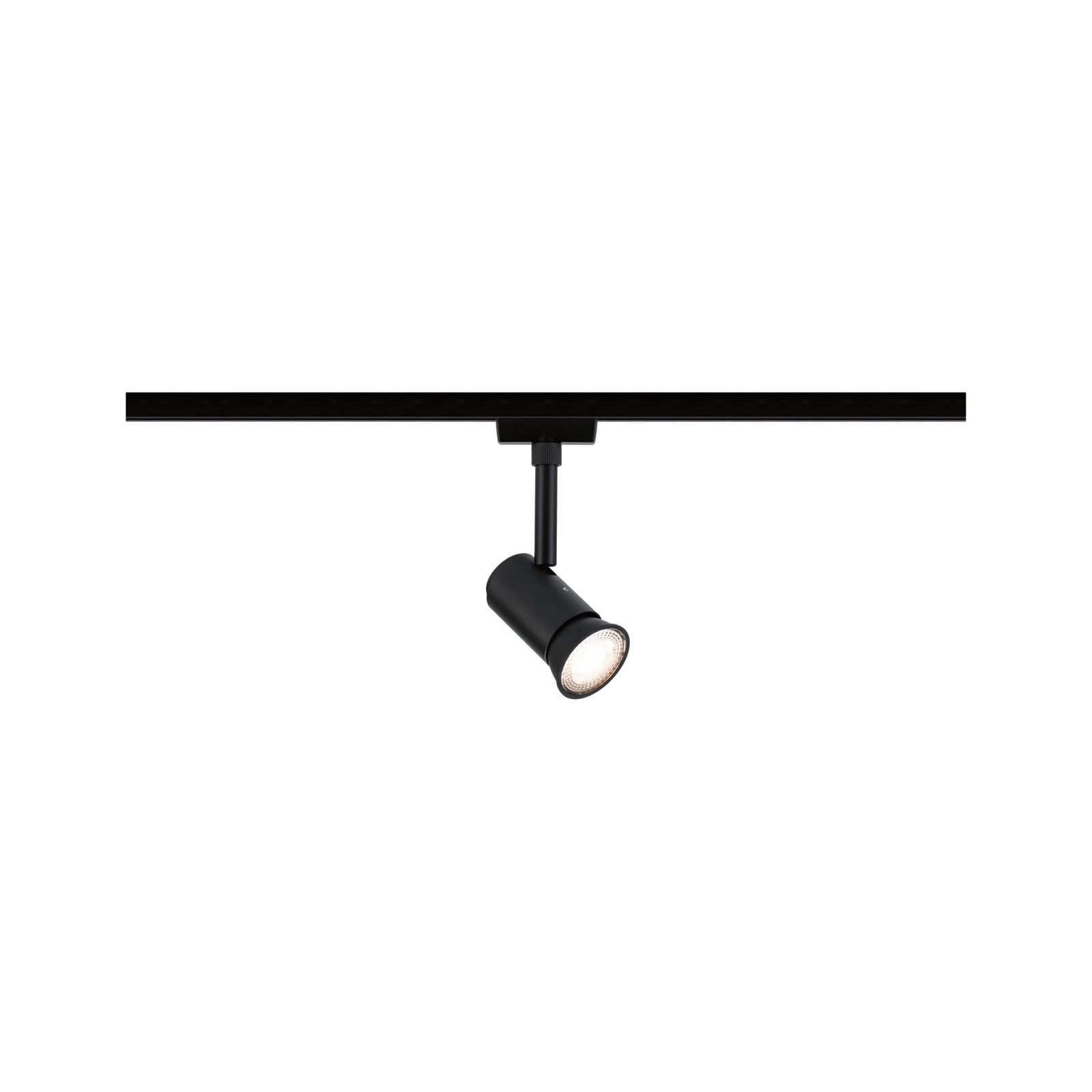Black metal LED spotlight on track system, dimmable indoor spot lighting for rooms