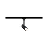 Black metal LED spotlight on track system, dimmable indoor spot lighting for rooms