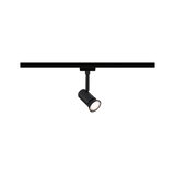 Black metal LED spotlight on track system, dimmable indoor spot lighting for rooms