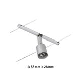 Spot LED câble en métal argenté de 88 mm de haut et 28 mm de diamètre pour éclairage moderne