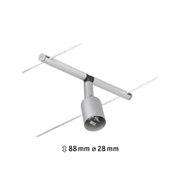 Silver metal spotlight with cable suspension and screw closure, modern LED track light fixture