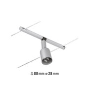 Srebrny metalowy reflektor z zawieszeniem na kablu i śrubą, nowoczesny reflektor LED do systemów szynowych