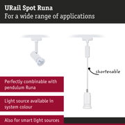 White URail Spot Runa spotlight with shorten cable for versatile lighting applications