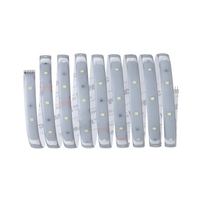 Flexible LED strip with white LEDs and adhesive backing for versatile lighting applications