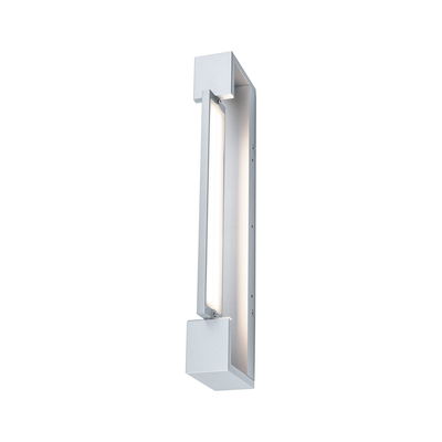 Moderner LED-Wandleuchter aus silbernem Aluminium mit rechteckigem Design und warmweißem Licht