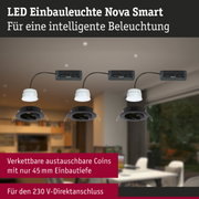 LED Einbauleuchte Nova Smart mit vernetzten austauschbaren Coins in Schwarz und Weiß für intelligente Beleuchtung