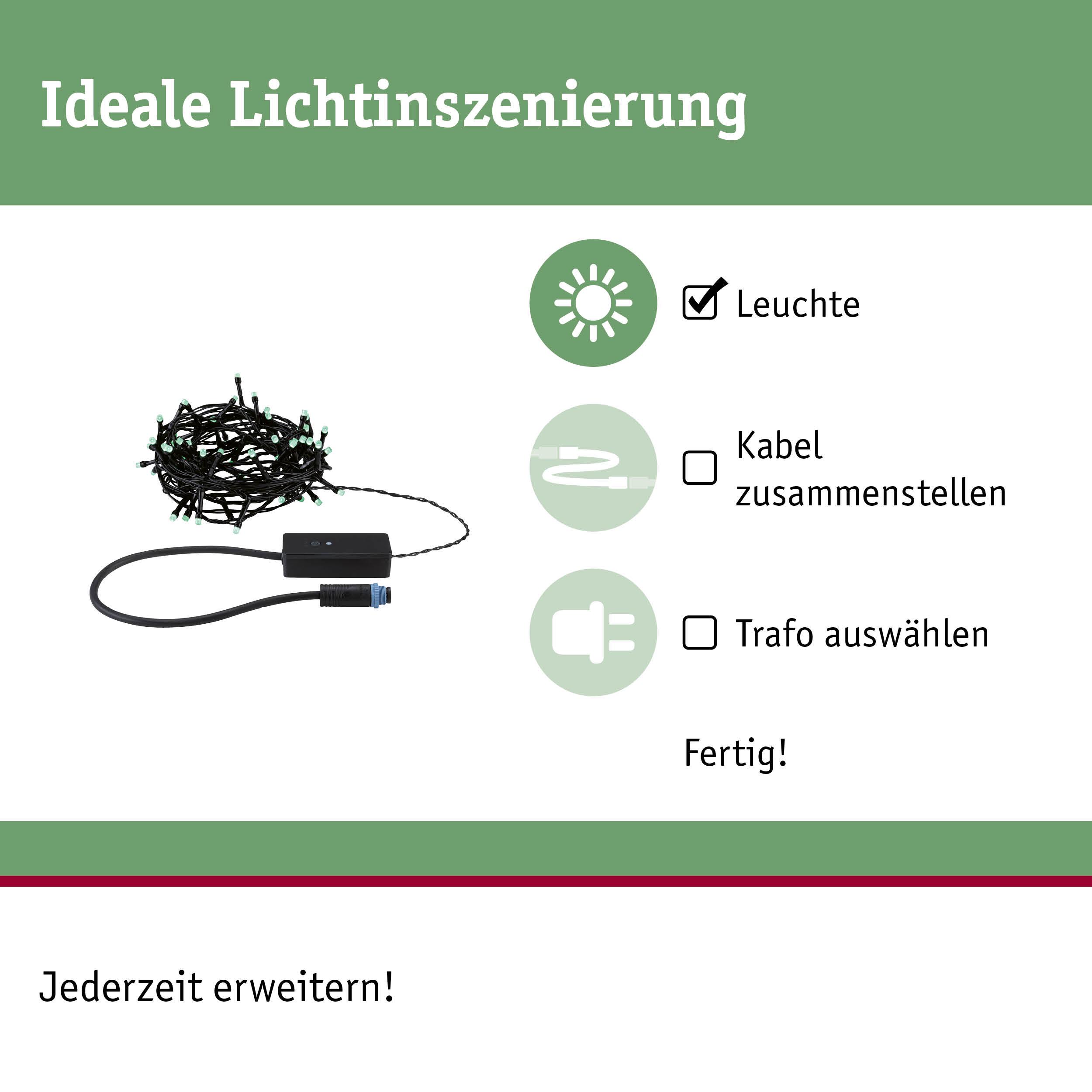 Schwarzes LED-Lichtkabel mit Steuerbox für einfache Lichtinszenierung und Erweiterung
