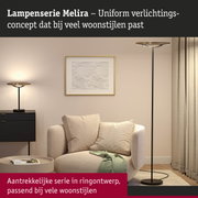 Staande en tafellamp Melira zwart met gouden ringontwerp, moderne verlichting voor woonkamers