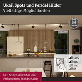 Moderne Küche mit URail Spots und Pendel Hildor in Schwarz, dimmbar in 3 Stufen über Wandschalter