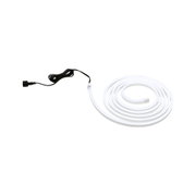 White flexible LED light strip with black cable for modern interior lighting solutions