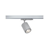 Modern grey metal LED spotlight for track system with adjustable light angle