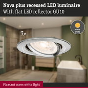Nova plus recessed LED luminaire in brushed aluminium with warm white light for indoor lighting