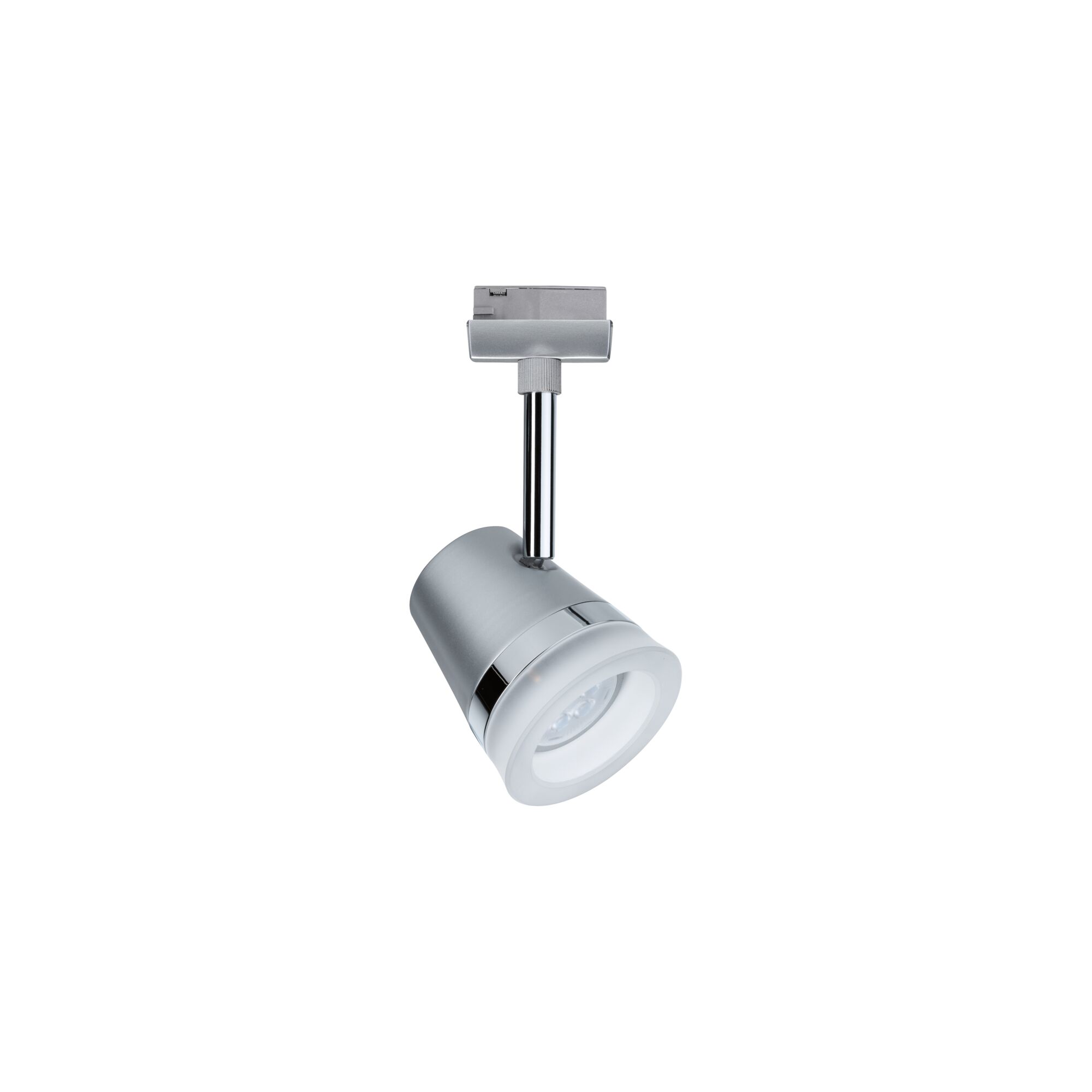 Moderner LED-Strahler in mattem Silber mit verstellbarem Kopf für flexible Beleuchtung