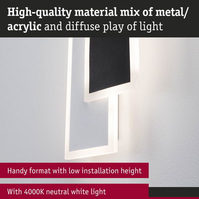 Modern wall light in metal and acrylic white with 4000K neutral white light for home lighting