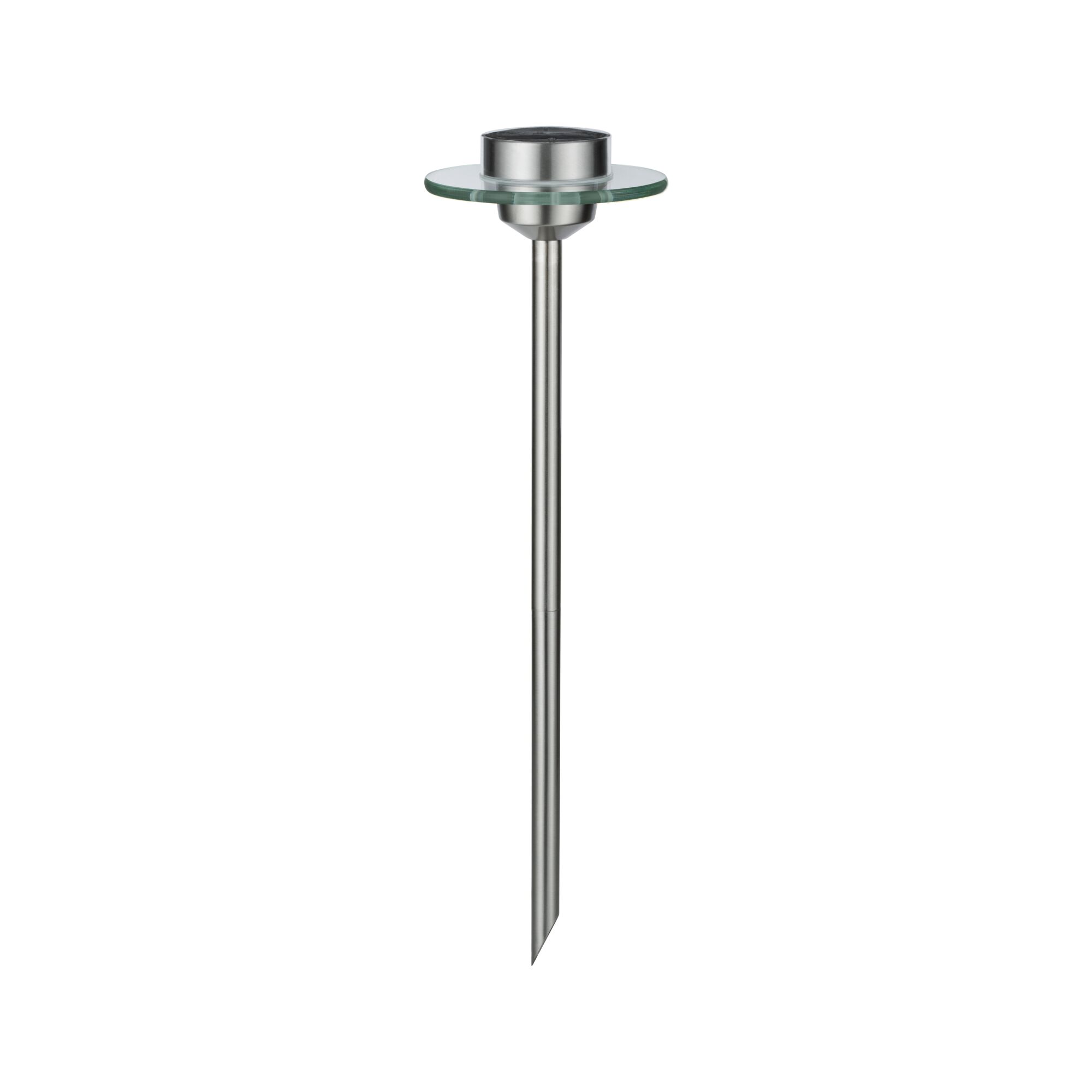 Stainless steel garden light with glass plate in silver for outdoor and pathway lighting
