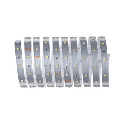 Flexibele zilveren LED-strip met warmwitte LEDs voor veelzijdige moderne verlichting.