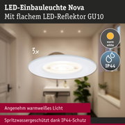 LED-Einbauleuchte Nova mit flachem LED-Reflektor GU10, warmweiß, spritzwassergeschützt IP44