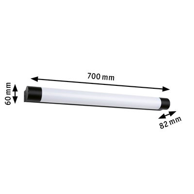 Schwarze und weiße LED-Leuchte mit 700 mm Länge, 60 mm Höhe und 82 mm Breite für moderne Innenbeleuchtung