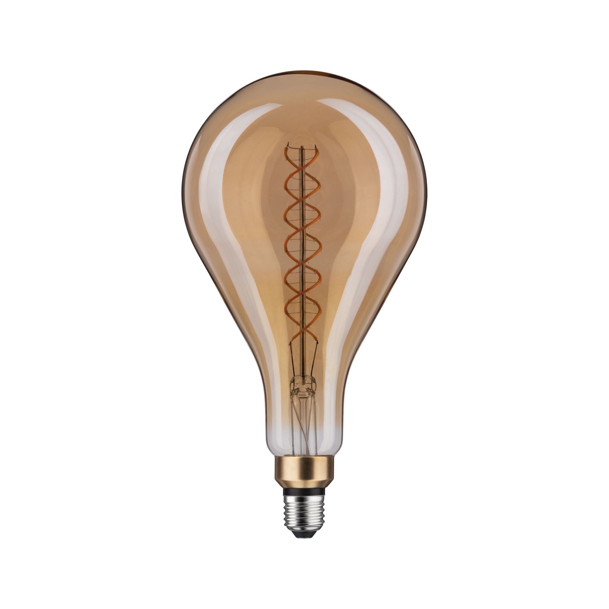 Große Vintage LED-Glühbirne mit bernsteinfarbenem Glas und Spiralfaden für dekorative Beleuchtung